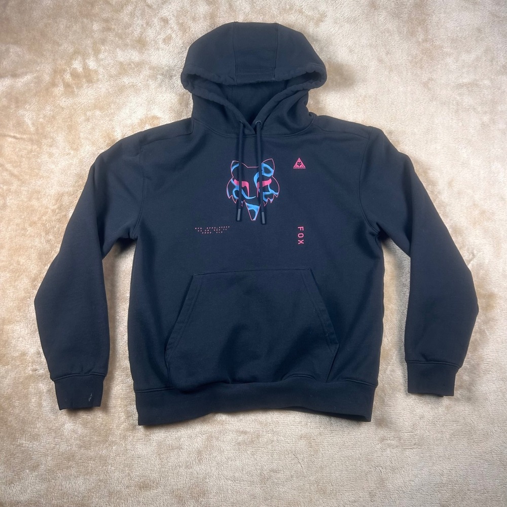 Fox Racing Mens 31747 Elevated Future Graphic Hoodie Black Pink Blue Medium